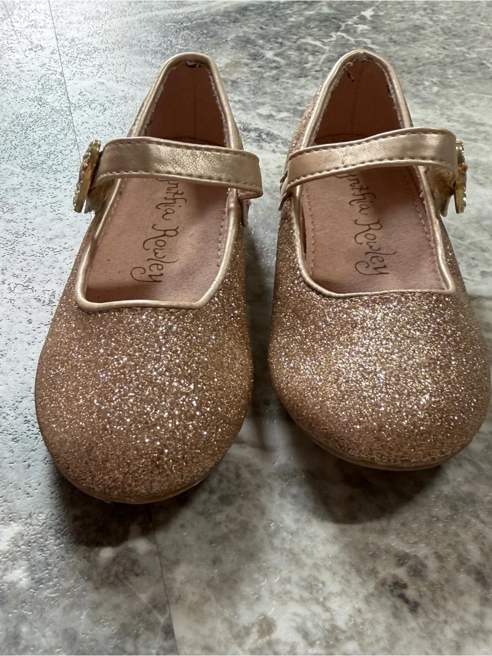 Girls Glitter Mary Jane Dress Shoes in Rose Gold